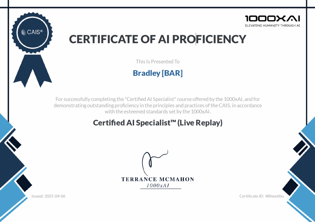 April 2025, AI certification